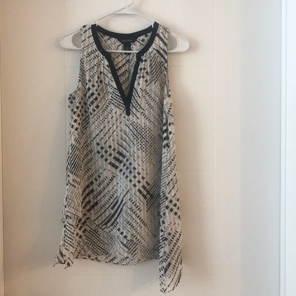 White House Black Market Black & White Blouse